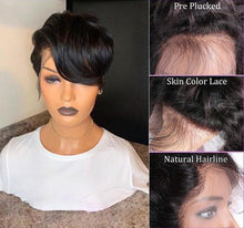 Load image into Gallery viewer, Short Pixie Cut Wig Transparent Lace Human Hair Wigs For Women Straight Frontal Wig Side Part Bob Wig Short Lace Part Wigs For Black Women Gifts for Girlfriends
