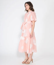 Load image into Gallery viewer, Short Puff Sleeve Embroidery Detail Midi Dress

