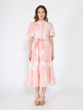 Load image into Gallery viewer, Short Puff Sleeve Embroidery Detail Midi Dress

