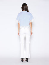 Load image into Gallery viewer, Short Sleeve Lace Trim Stripe Button Down Shirt
