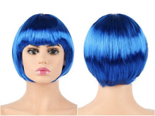 Load image into Gallery viewer, Short Straight Synthetic Blonde Pink Red Black Brown Blue 10" Bob Wigs with Bangs for Women Halloween Cosplay Party For Black Women Gifts for Girlfriends
