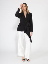 Load image into Gallery viewer, Side ruffle bow front open coat

