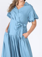 Load image into Gallery viewer, Side waist belt short sleeve dress
