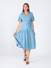 Load image into Gallery viewer, Side waist belt short sleeve dress
