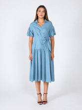 Load image into Gallery viewer, Side waist belt short sleeve dress
