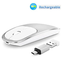 Load image into Gallery viewer, Silent White Slim 2.4G Wireless Rechargeable USB Portable Mouse Ultra Thin 1600DPI  Noiseless Ergonomic Mice For Laptop
