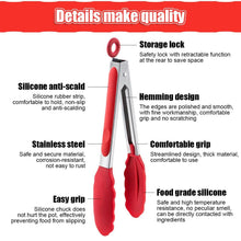 Load image into Gallery viewer, Silicone BBQ Grilling Tong Kitchen Cooking Salad BBQ  Serving Tong Non-Stick Barbecue Clip Clamp Stainless Steel Tools Gadgets Silicone BBQ Grilling Tong Kitchen Cooking Salad BBQ Serving Tong Non-Stick Barbecue Clip Clamp Stainless Steel Tools
