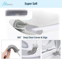 Load image into Gallery viewer, Silicone Bristles Toilet Brush And Holder For Bathroom Storage And Organization Compact Wall Hang Cleaning Kit Accessories Silicone Toilet Brush With Holder Bathroom Toilet Bowl Brush Set Non-Slip Handle Wall Mounted Floor Standing
