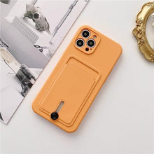 Load image into Gallery viewer, Silicone Pink Wallet Card Holder Phone Case For Iphone 14 13 12 Pro Max Fashion Shockproof Lens Protection Cover Soft Silicone Wallet Card Holder Cover For Iphone
