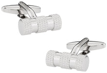 Load image into Gallery viewer, Silver Cylinder Texture Cufflinks
