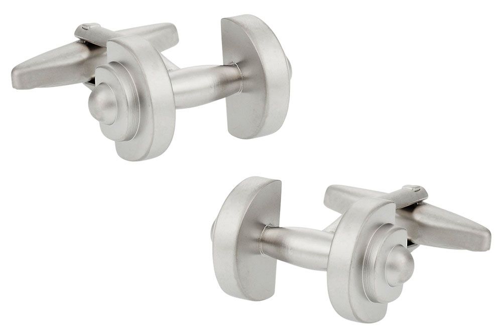 Silver Dumbbell Bodybuilder Weightlifting Cufflinks