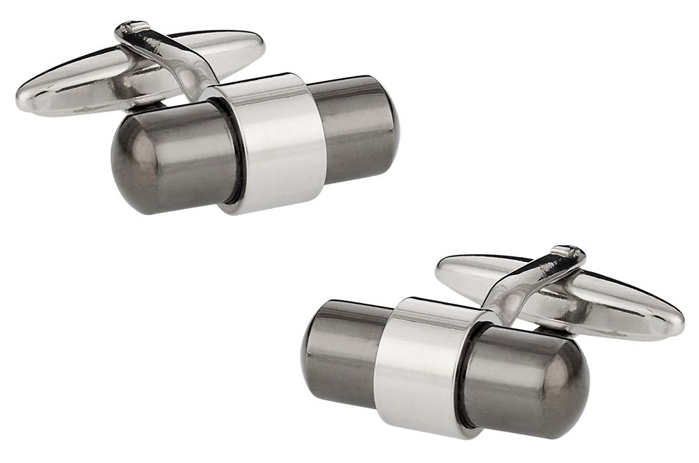 Silver Gunmetal Banded Cufflinks