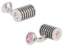 Load image into Gallery viewer, Silver Light Rose Swarovski Double Cufflinks
