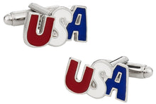 Load image into Gallery viewer, Silver Patriotic USA Cufflinks
