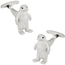 Load image into Gallery viewer, Silver Penguin Cufflinks with Swarovski Eyes
