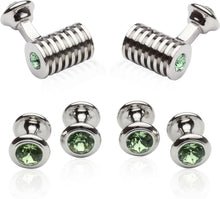 Load image into Gallery viewer, Silver Peridot Green Swarovski Barrel Formal Set
