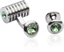 Load image into Gallery viewer, Silver Peridot Green Swarovski Barrel Formal Set
