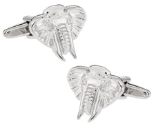 Load image into Gallery viewer, Silvertone Elephant Head Cufflinks
