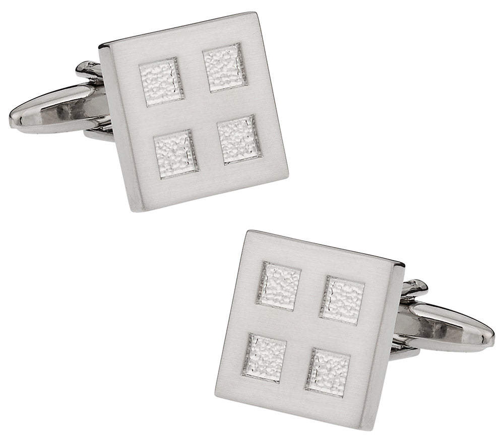Silvertone Four Square Cufflinks