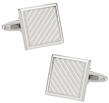 Load image into Gallery viewer, Silvertone Striped Cufflinks
