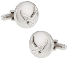Load image into Gallery viewer, Silvertone USAF Air Force Cufflinks with Eagle Device
