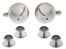 Load image into Gallery viewer, Silvertone USAF Air Force Eagle Device Cufflinks and Studs Formal Set
