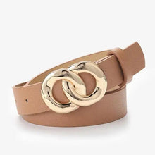 Load image into Gallery viewer, Simple Double Round Buckle PU Leather Waist Strap Vintage Design Double O-Ring Buckle  Women Leather Belt For Jeans And Dresses
