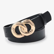 Load image into Gallery viewer, Simple Double Round Buckle PU Leather Waist Strap Vintage Design Double O-Ring Buckle  Women Leather Belt For Jeans And Dresses
