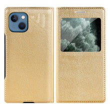 Load image into Gallery viewer, Simple Flip Ultra Thin Window Cover Leather Phone Case For iPhone 14 13 12 11 Pro Mini Luxury Leather Wallet Case Flip Cover Classic Simple iphone case
