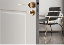 Load image into Gallery viewer, Simple Golden Split Lock Zinc Alloy Indoor Wooden Door Lock Magnetic Mute Bedroom Door Lock Universal Handle Lock Key Pin For Bedroom Bathroom Interior Privacy Door
