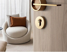Load image into Gallery viewer, Simple Golden Split Lock Zinc Alloy Indoor Wooden Door Lock Magnetic Mute Bedroom Door Lock Universal Handle Lock Key Pin For Bedroom Bathroom Interior Privacy Door
