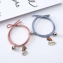 Load image into Gallery viewer, Simple Rainbow Magnet Attract Couple Bracelet Rainbow Bell Pendant Friendship Jewelry Adjustable Braided Rope Bangle Couple Bracelets Magnetic Matching Bracelets Jewelry Gifts For Couples Bestfriend
