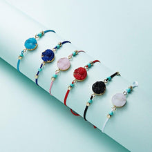 Load image into Gallery viewer, Simple Stone Charm Bracelet Colorful Black Red String Braided Couple Bracelets Wish Card Jewelry Handmade Woven Thread Rope String Nature Stone Beads Charm Bracelet Cuff Bangles With Message Card 18-30cm
