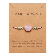 Load image into Gallery viewer, Simple Stone Charm Bracelet Colorful Black Red String Braided Couple Bracelets Wish Card Jewelry Handmade Woven Thread Rope String Nature Stone Beads Charm Bracelet Cuff Bangles With Message Card 18-30cm
