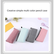 Load image into Gallery viewer, Simple Striped Color Design Pencil Cases For Students Retro Large Capacity Stationery School Pouch
