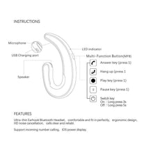 Load image into Gallery viewer, Single Bluetooth Office Headphone Exquisite Painless Wearing Earphone Wireless Noise Cancelling Earbuds Handsfree Bone Conduction Headset Wireless Over Ear Hooks Earbuds Ergonomic Design Headphones with Mic
