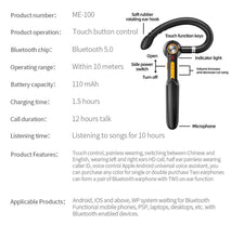 Load image into Gallery viewer, Single Wireless Bluetooth 5.0 Headset Handsfree HIFI Fingerprint Touch Hanging Ear Earphone for iPhone Waterproof Earpiece Ear Wireless Bluetooth Sport Headphones
