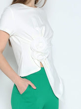 Load image into Gallery viewer, Sleeveless Flower Applique Sharp Asymmetrical Top
