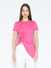 Load image into Gallery viewer, Sleeveless Flower Applique Sharp Asymmetrical Top
