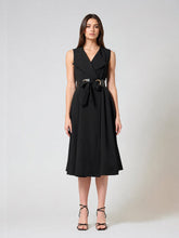 Load image into Gallery viewer, Sleeveless Notched-Lapel Collar Belted Long Jacket
