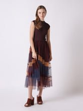 Load image into Gallery viewer, Sleevless A-Line Long Dress w/ Pleated Tulle Skirt
