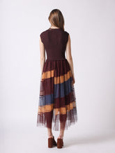 Load image into Gallery viewer, Sleevless A-Line Long Dress w/ Pleated Tulle Skirt
