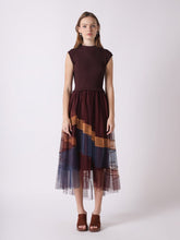 Load image into Gallery viewer, Sleevless A-Line Long Dress w/ Pleated Tulle Skirt

