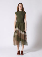 Load image into Gallery viewer, Sleevless A-Line Long Dress w/ Pleated Tulle Skirt
