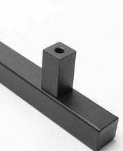 Load image into Gallery viewer, Sliding Barn Door Handle Pull Cabinet Flush Hardware Set Wood Door Handle Interior Door Furniture Handle Hardware Sliding Barn Door Pull Handle with Flush Hardware Set Heavy Duty Solid Square Rustic Style Black Powder Coated Finish
