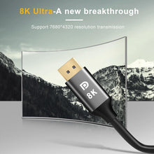 Load image into Gallery viewer, Slim And Flexible 1.4 8K HDR 60Hz 4K@144Hz 32.4Gbps DisplayPort Cable Adapter For PC Laptop TV Monitor Projector
