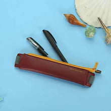 Load image into Gallery viewer, Slim Leather Unique Design Pencil Case Book Holder Pouch With Elastic Band For Notebook Fashion School Pen Case
