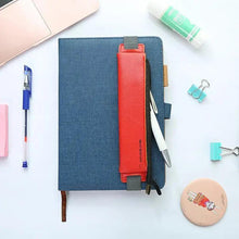Load image into Gallery viewer, Slim Leather Unique Design Pencil Case Book Holder Pouch With Elastic Band For Notebook Fashion School Pen Case
