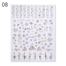 Load image into Gallery viewer, Sliver Bronzing Christmas Slider Nail Art 3D Decals Decoration Snowflake Nail Art Sticker Manicures Transfer Foil Xmas Gift  Nails Snowflake Nail Art Stickers Decals Christmas Nail 3D Self Adhesive Nail Stickers for Acrylic Nails Snowflake
