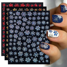 Load image into Gallery viewer, Sliver Bronzing Christmas Slider Nail Art 3D Decals Decoration Snowflake Nail Art Sticker Manicures Transfer Foil Xmas Gift  Nails Snowflake Nail Art Stickers Decals Christmas Nail 3D Self Adhesive Nail Stickers for Acrylic Nails Snowflake
